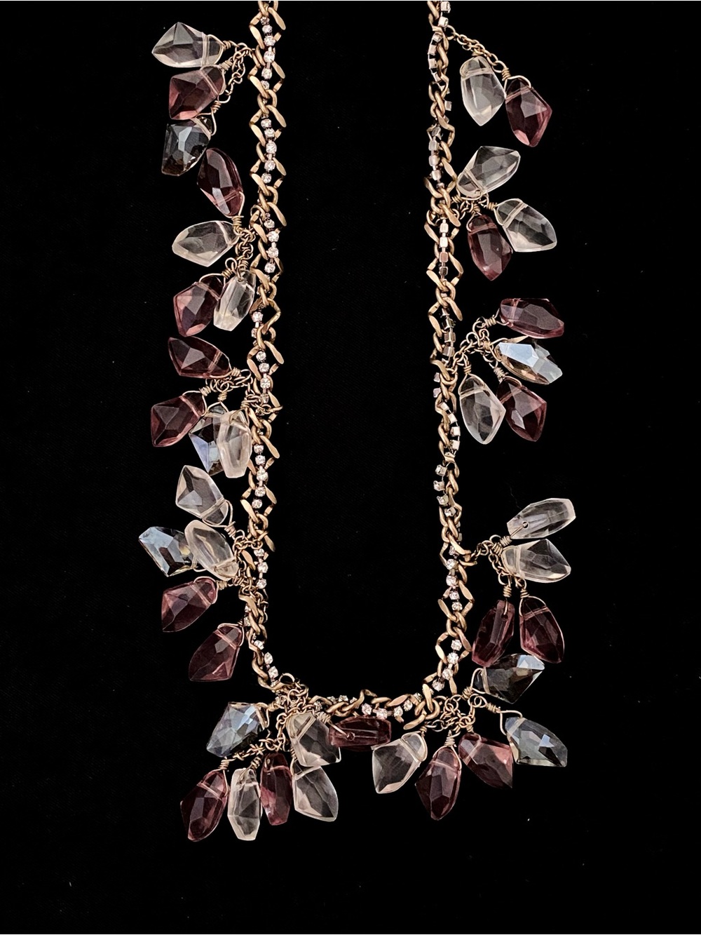 LOFT Gold Tone Crystal Chip Fringe Necklace